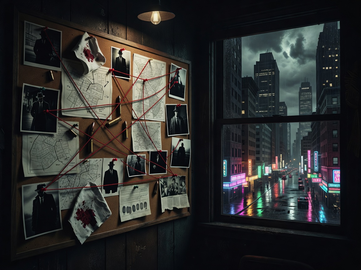 Dark Noir City and Evidence Board Background